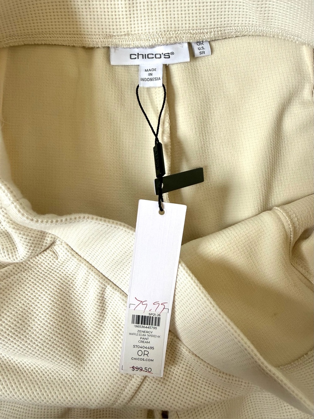 NWT Chico’s Zenergy Soft Waffle Tapered Ankle Pants | Cream Size 0 - Picture 6 of 8